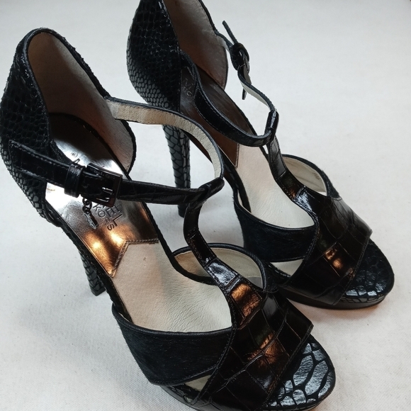 MICHAEL KORS Black Leather Alligator Print & Calf - Picture 1 of 8